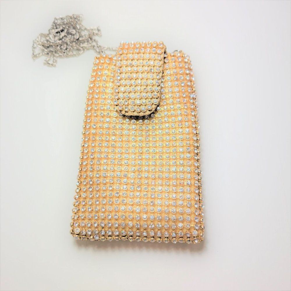 BLING Mini Crossbody Gold Clutch Handbag Wristlet Clutch